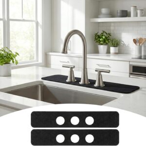2PCS Faucet Mat for Bathroom Sink 3 Holes