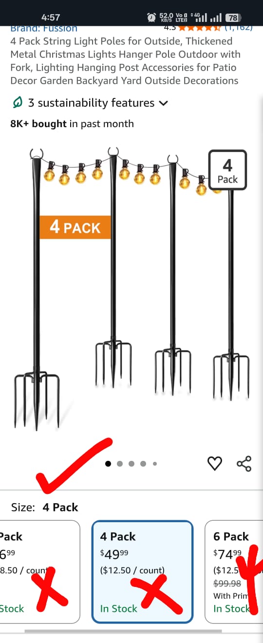 4 Pack String Light Poles 1 4 Pack String Light Poles